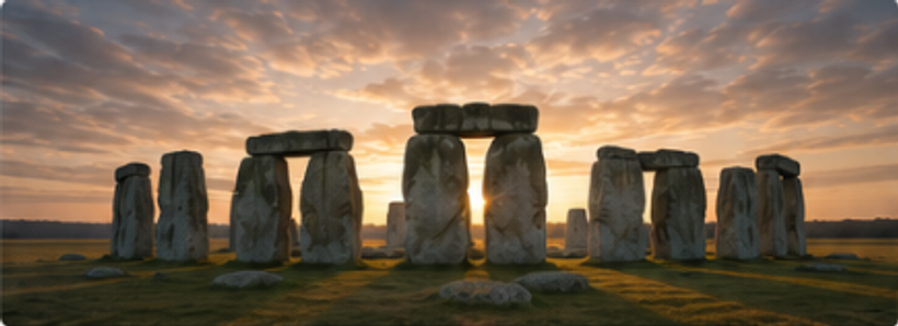 Stonehenge stone circle at sunset